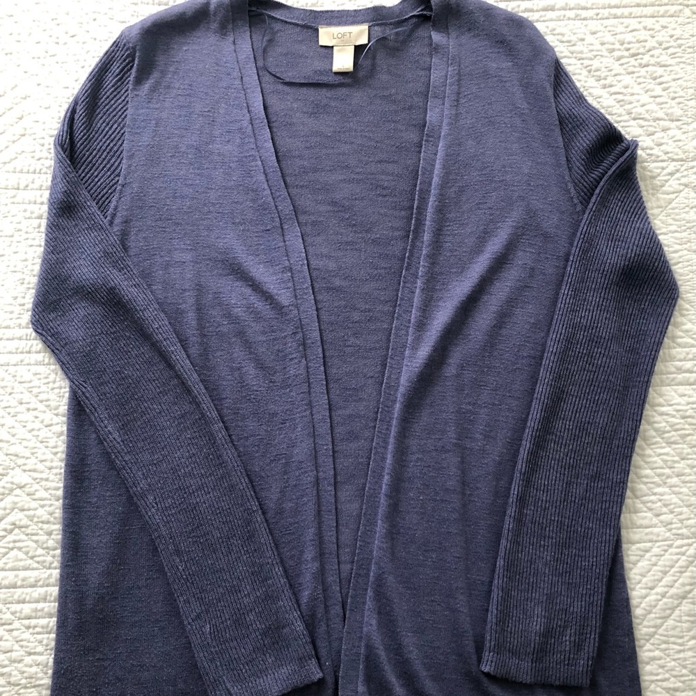 LOFT Ribbed LS open cardigan